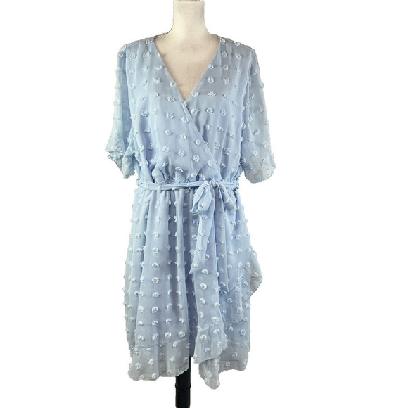 Plushe Dresses & Skirts - Plushe Dress Plus sz 4XL Light Blue Sheer Swiss Dots Knee A Line Wedding Church